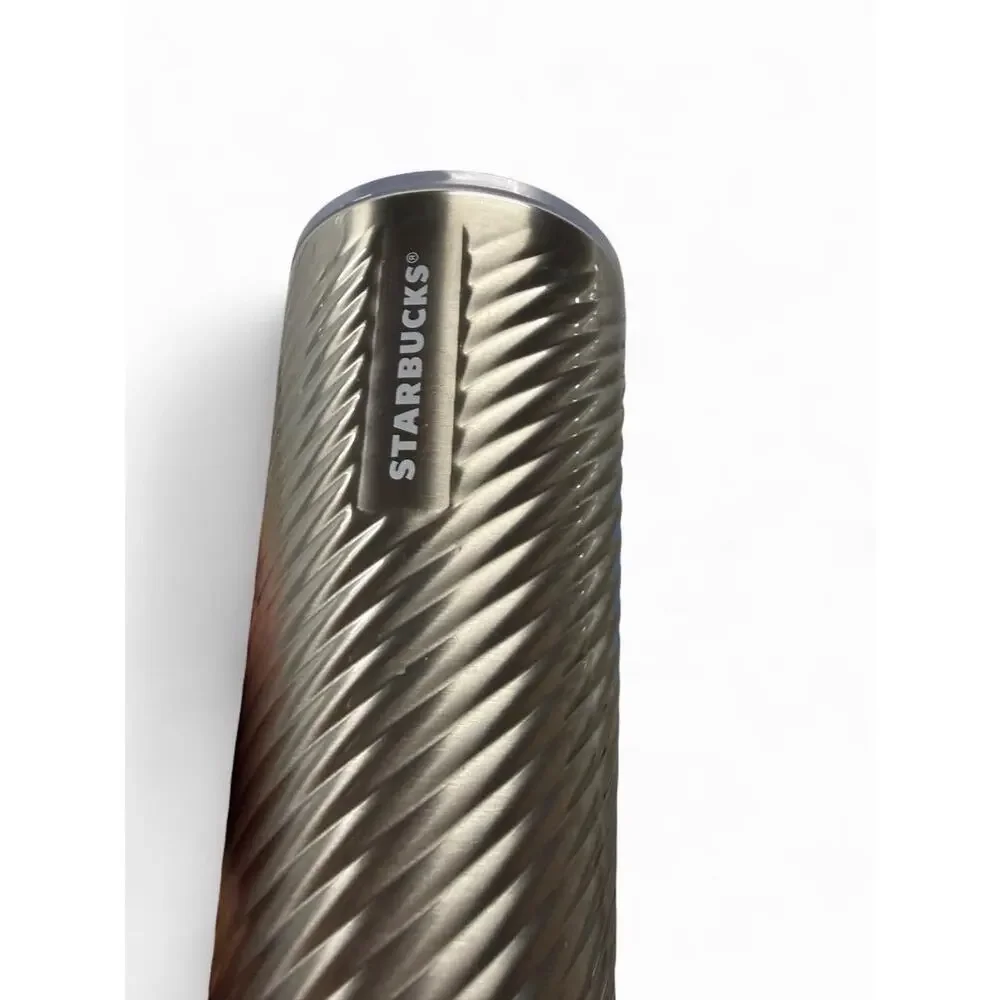 Starbucks Stainless Steel Silver Twisted Swirl Textured 24oz Travel Tumbler